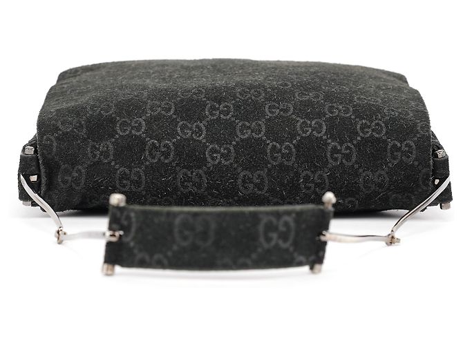 Gucci Borsa a tracolla Horsebit 1997 in camoscio nero GG - vista 4