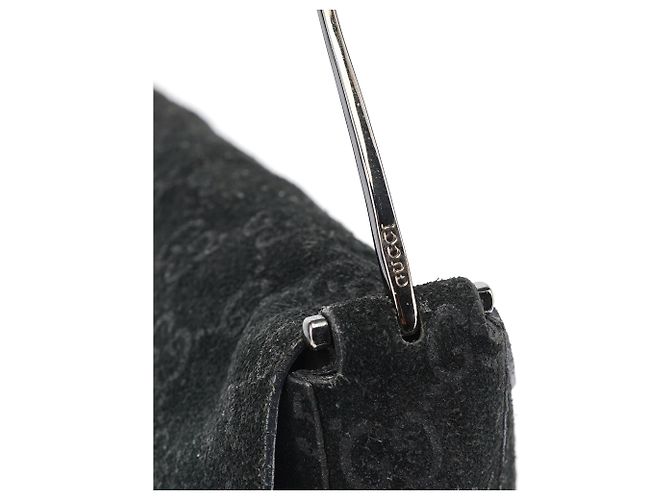 Gucci Borsa a tracolla Horsebit 1997 in camoscio nero GG - vista 6