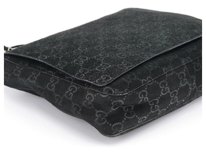 Gucci Borsa a tracolla Horsebit 1997 in camoscio nero GG - vista 8