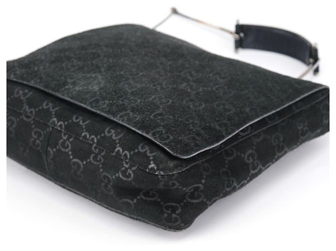 Gucci Borsa a tracolla Horsebit 1997 in camoscio nero GG - vista 9