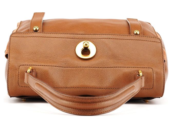 Yves Saint Laurent Borsa Muse Two in pelle marrone chiaro - vista 4