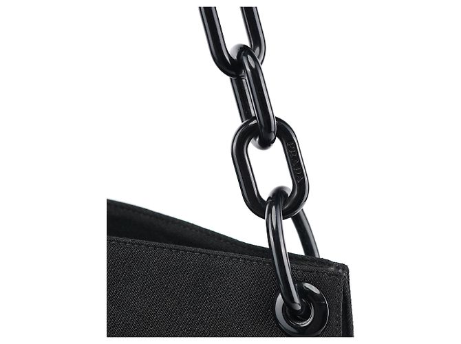 Prada Borsa a tracolla Swing Chain in Tessuto nera - vista 6