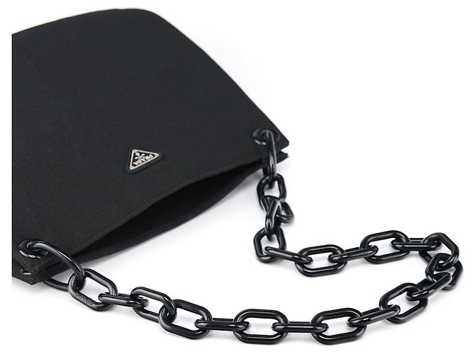 Prada Borsa a tracolla Swing Chain in Tessuto nera - vista 9