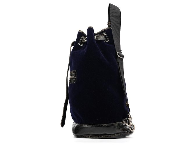 Miu Miu Zaino Duffle in pelle craquelé e velluto blu navy - vista 2