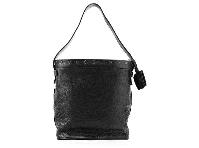 Gucci Fall 2002 Schwarze Leder-Bucket-Bag mit Scharnierrahmen - Ansicht 3