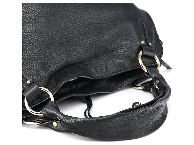 Céline Borsa Hobo Bittersweet in pelle nera - vista 10
