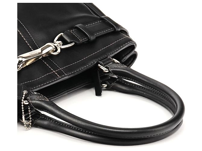 Coach Borsa Tote Hamptons in pelle liscia nera F11199 - vista 10