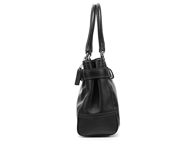 Coach Borsa Tote Hamptons in pelle liscia nera F11199 - vista 2