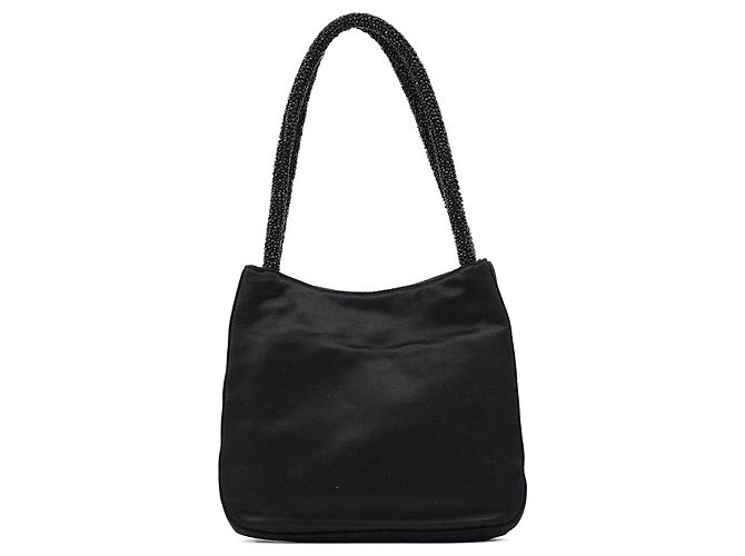 Gucci Borsa Tote in raso nero con perline - vista 3