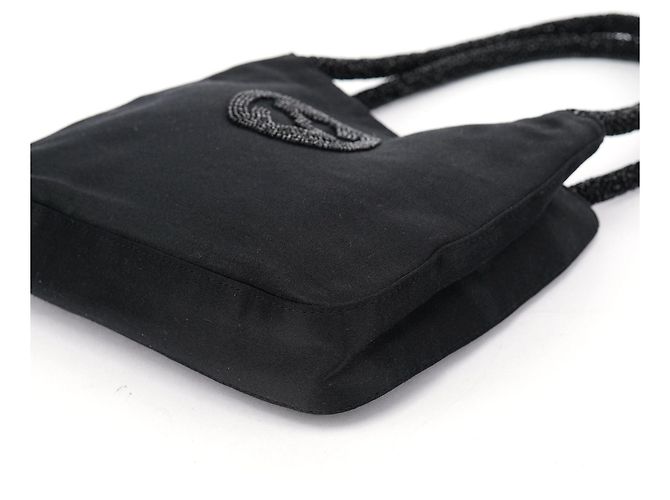 Gucci Borsa Tote in raso nero con perline - vista 5