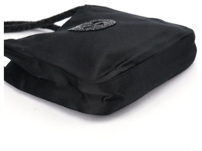 Gucci Borsa Tote in raso nero con perline - vista 6