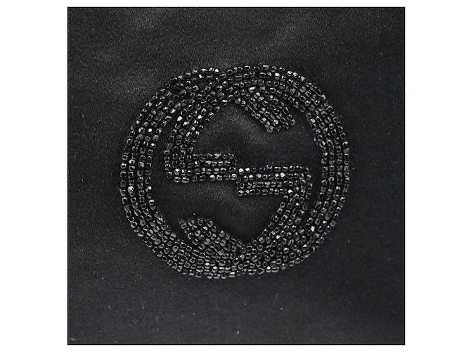 Gucci Borsa Tote in raso nero con perline - vista 7