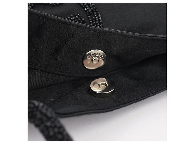 Gucci Borsa Tote in raso nero con perline - vista 9