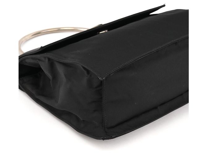 Prada Borsa Tessuto Metallo nera con manico superiore - vista 7