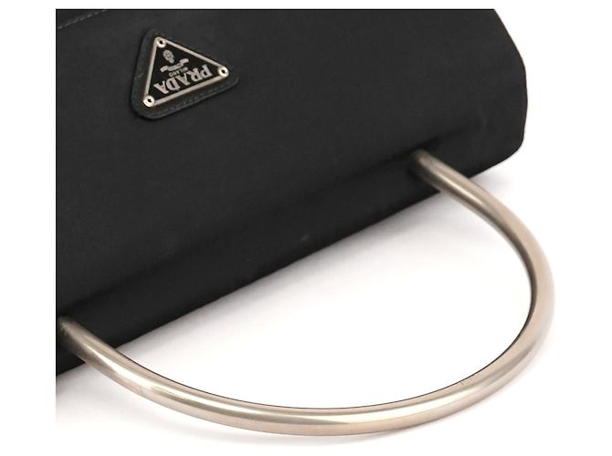 Prada Borsa Tessuto Metallo nera con manico superiore - vista 9
