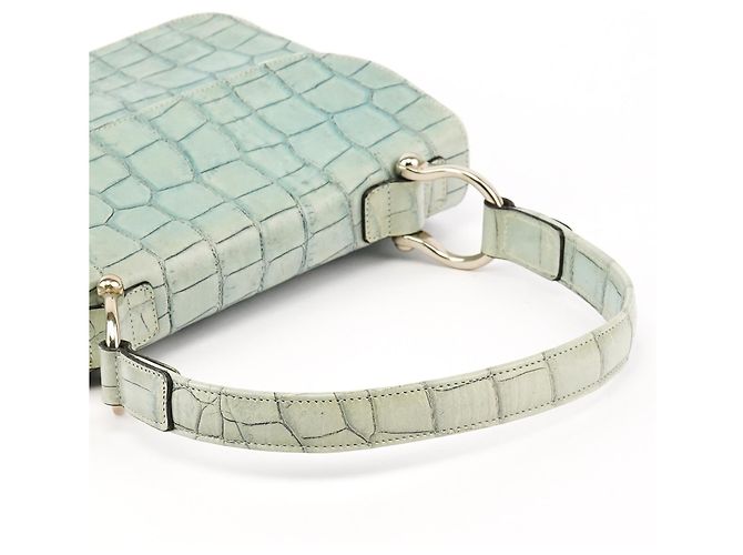 Mulberry Borsa a tracolla in pelle embossed croc Verde Salvia - vista 11