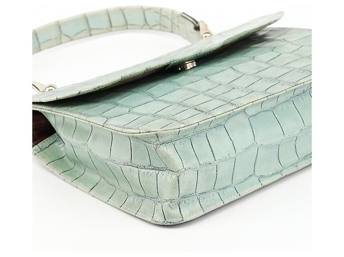 Mulberry Borsa a tracolla in pelle embossed croc Verde Salvia - vista 9