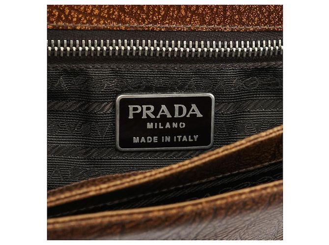 Prada Borsa a tracolla in pelle di llama marrone con fibbia anni '90 - vista 13