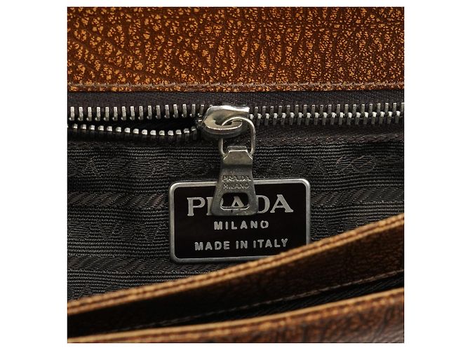 Prada Borsa a tracolla in pelle di llama marrone con fibbia anni '90 - vista 14