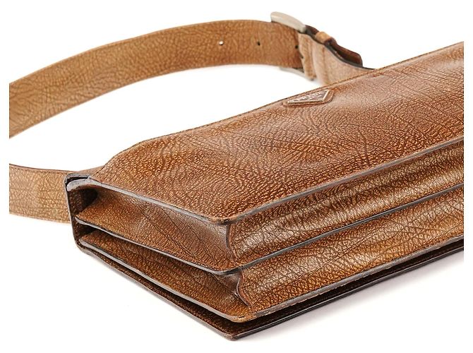 Prada Borsa a tracolla in pelle di llama marrone con fibbia anni '90 - vista 8