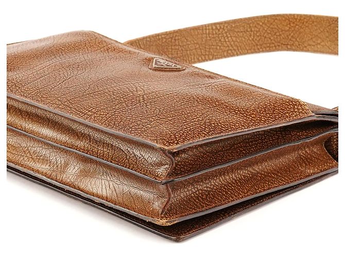 Prada Borsa a tracolla in pelle di llama marrone con fibbia anni '90 - vista 9