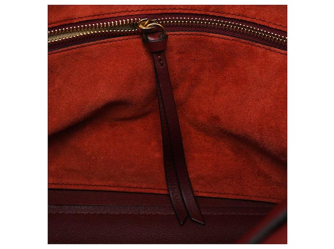 Chloé Borsa Tote in pelle bordeaux con zip laterale e nappina - vista 12