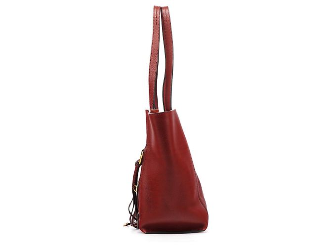 Chloé Borsa Tote in pelle bordeaux con zip laterale e nappina - vista 2