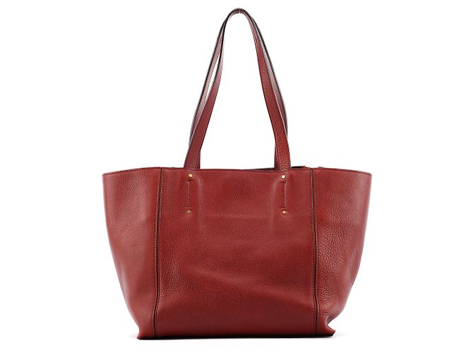 Chloé Borsa Tote in pelle bordeaux con zip laterale e nappina - vista 3