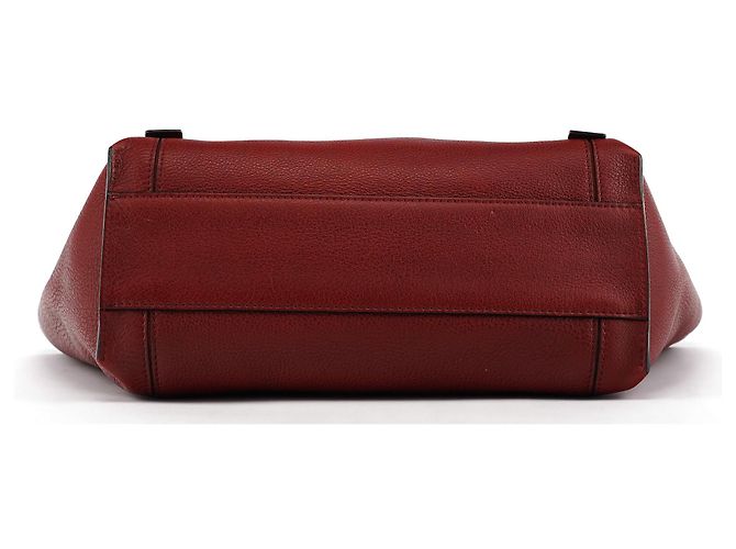 Chloé Borsa Tote in pelle bordeaux con zip laterale e nappina - vista 5