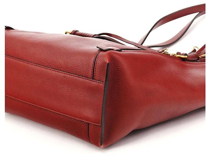Chloé Borsa Tote in pelle bordeaux con zip laterale e nappina - vista 9