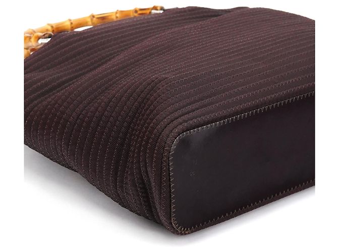 Bamboo Gucci Saco Tote 2-Way em nylon acolchoado castanho com bambu - vista 8