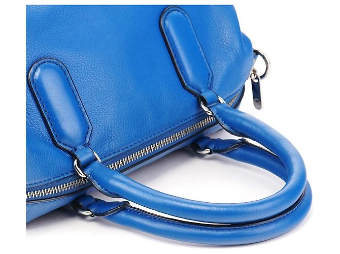 Marc by Marc Jacobs Borsa Bowling Classic Q in pelle martellata blu - vista 10
