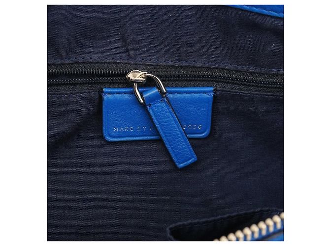 Marc by Marc Jacobs Borsa Bowling Classic Q in pelle martellata blu - vista 12