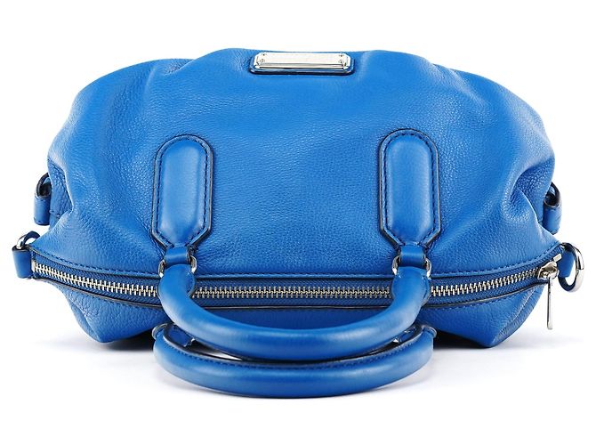 Marc by Marc Jacobs Borsa Bowling Classic Q in pelle martellata blu - vista 4