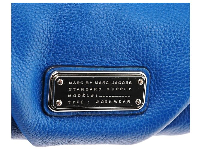 Marc by Marc Jacobs Borsa Bowling Classic Q in pelle martellata blu - vista 6