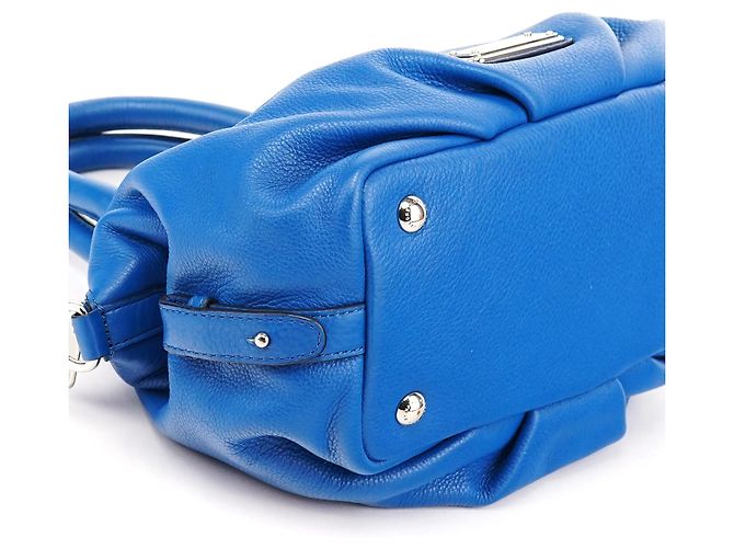 Marc by Marc Jacobs Borsa Bowling Classic Q in pelle martellata blu - vista 8