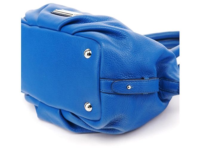 Marc by Marc Jacobs Borsa Bowling Classic Q in pelle martellata blu - vista 9