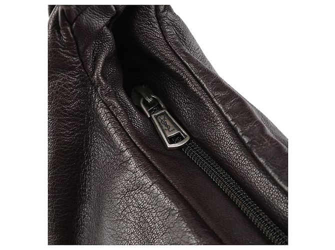 Yves Saint Laurent Borsa a tracolla Hobo Mombasa in pelle marrone scuro - vista 10