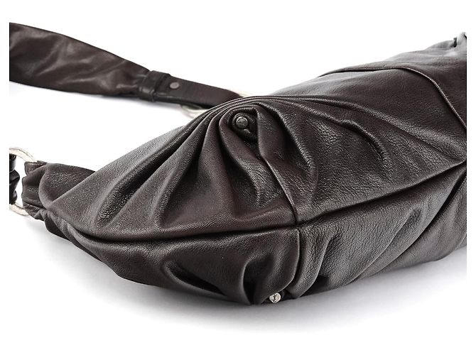 Yves Saint Laurent Borsa a tracolla Hobo Mombasa in pelle marrone scuro - vista 11