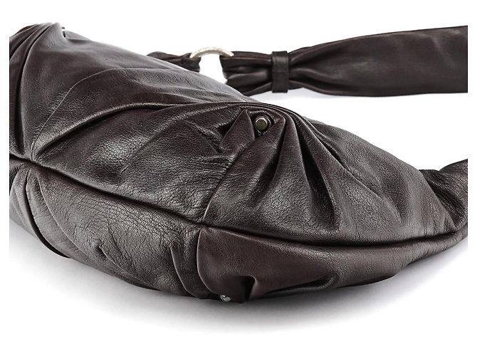 Yves Saint Laurent Borsa a tracolla Hobo Mombasa in pelle marrone scuro - vista 12
