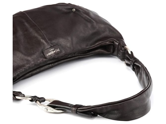 Yves Saint Laurent Borsa a tracolla Hobo Mombasa in pelle marrone scuro - vista 13