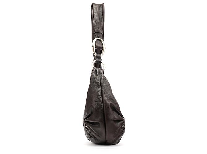 Yves Saint Laurent Borsa a tracolla Hobo Mombasa in pelle marrone scuro - vista 2