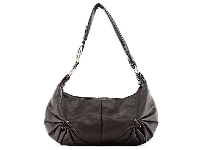 Yves Saint Laurent Borsa a tracolla Hobo Mombasa in pelle marrone scuro - vista 3