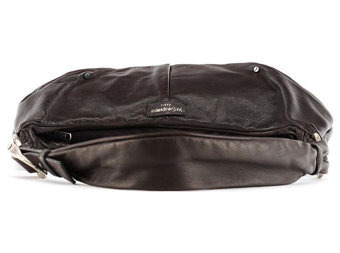 Yves Saint Laurent Borsa a tracolla Hobo Mombasa in pelle marrone scuro - vista 4