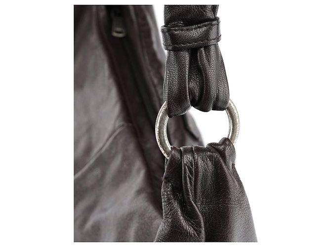 Yves Saint Laurent Borsa a tracolla Hobo Mombasa in pelle marrone scuro - vista 7