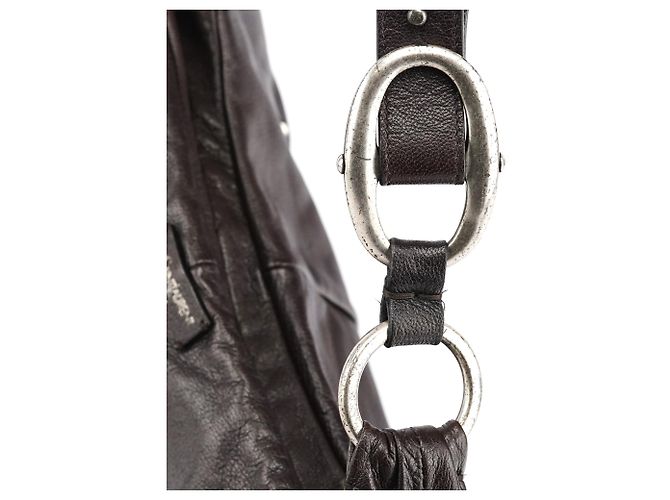 Yves Saint Laurent Borsa a tracolla Hobo Mombasa in pelle marrone scuro - vista 9