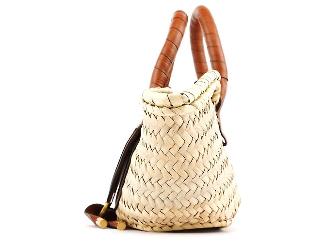 Chloé Borsa Cesto Marcie in Raffia Intrecciata Beige - vista 2