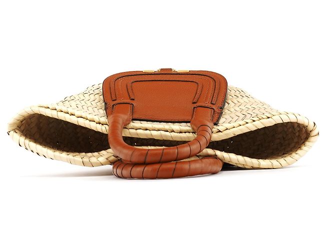 Chloé Borsa Cesto Marcie in Raffia Intrecciata Beige - vista 4