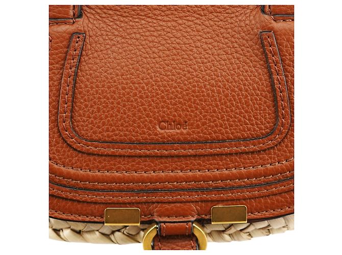 Chloé Borsa Cesto Marcie in Raffia Intrecciata Beige - vista 6