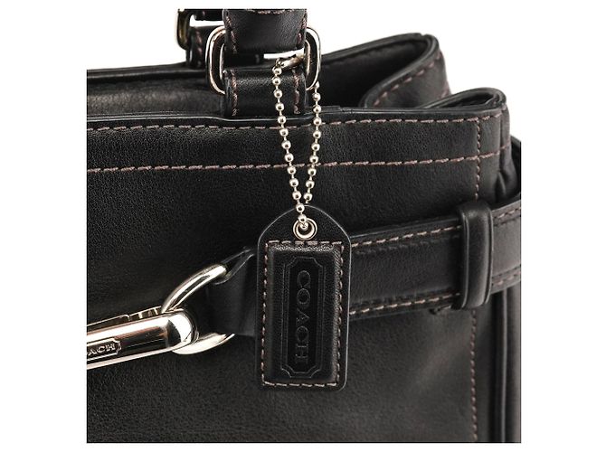 Coach Borsa Tote Hamptons in pelle liscia nera F11199 - vista 6